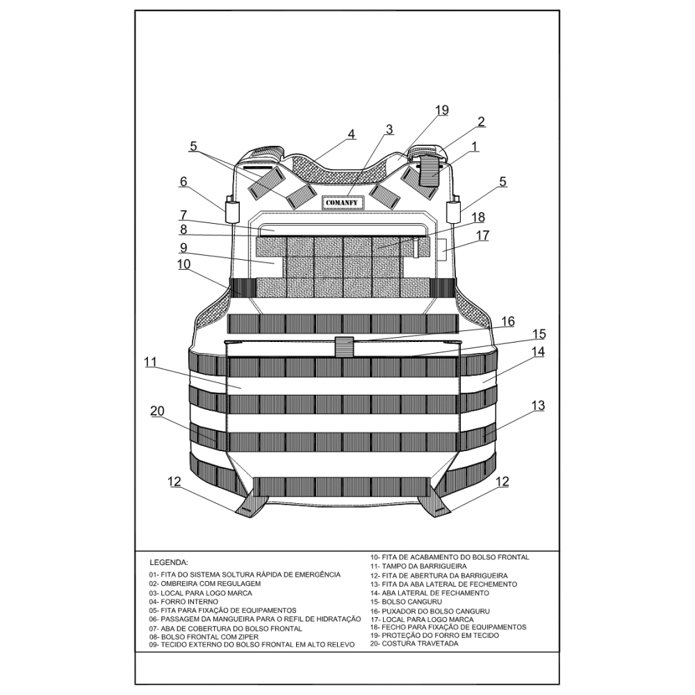 CAPA DE COLETE COMANFY® PREDADOR G5 IIIA - PRETO CAPA DE COLETE COMANFY® PREDADOR G5 IIIA - PRETO