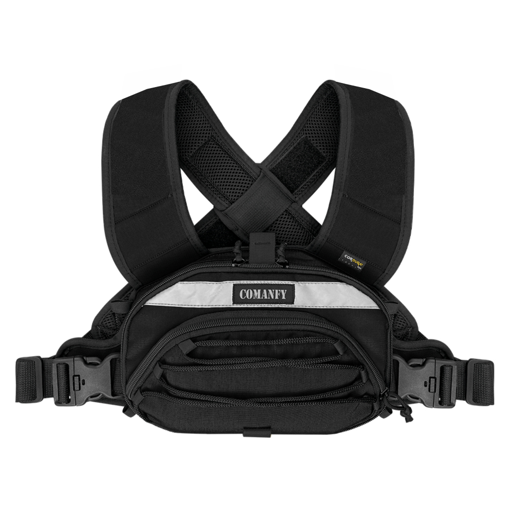 BOLSA DE PEITO COMANFY® SAQUE RÁPIDO COM REFLETIVO - PRETO